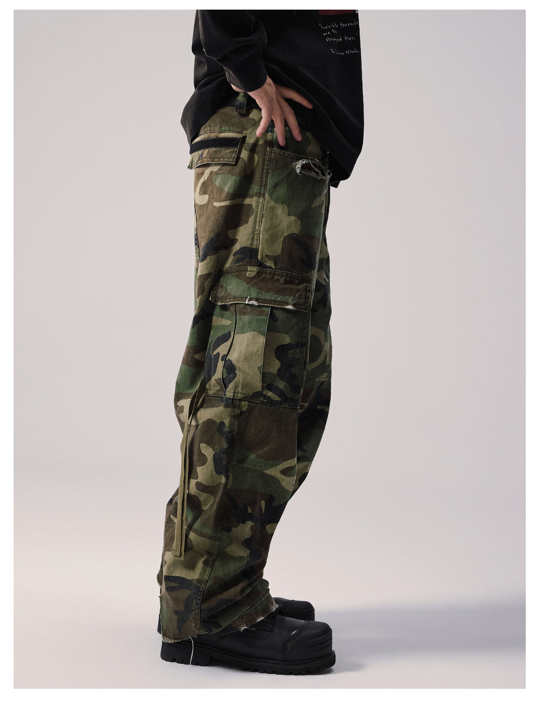 Remedy Distressed Camouflage Work Cargo Pants | Face 3 Face