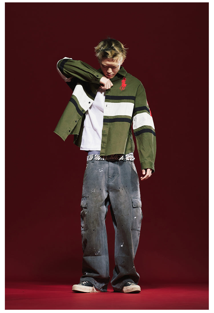 Remedy 3D Embroidered Striped Long Sleeve Shirt | Face 3 Face