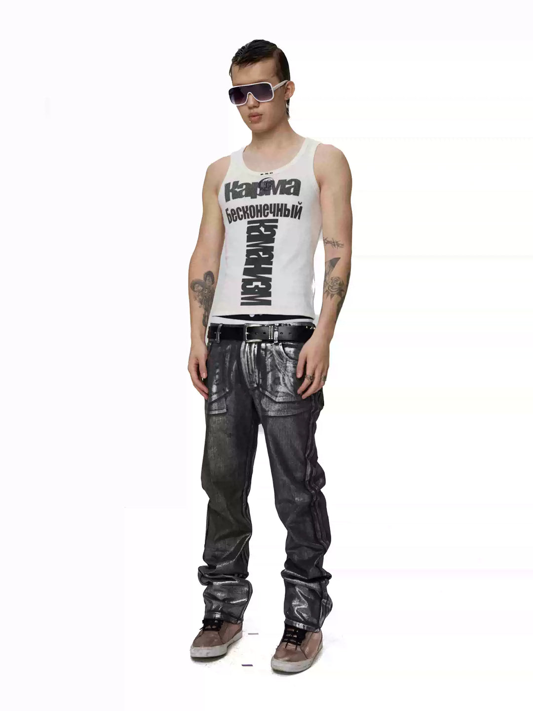 KARMANISTIC Waxed Silver Jeans | Face 3 Face