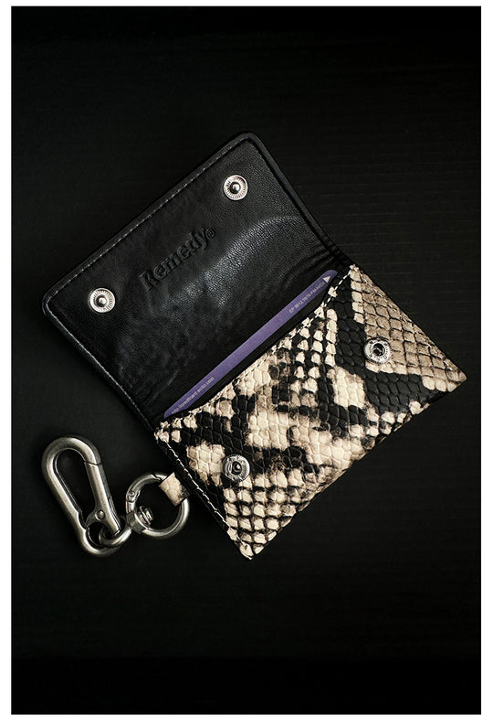 Remedy Metal Studded Keychain Coin Card Leather Wallet | Face 3 Face