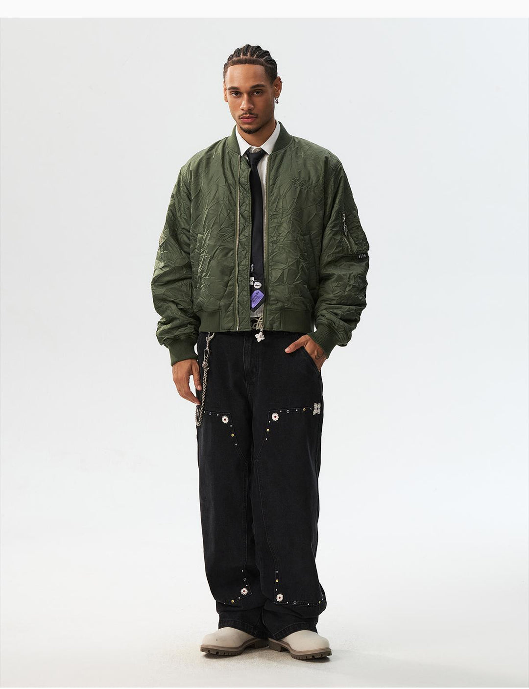 MEDM Crinkled Nylon MA-1 Bomber Jacket | Face 3 Face