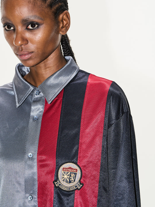 BLIND NO PLAN Colorblocked Patchwork Long Sleeve Shirt | Face 3 Face