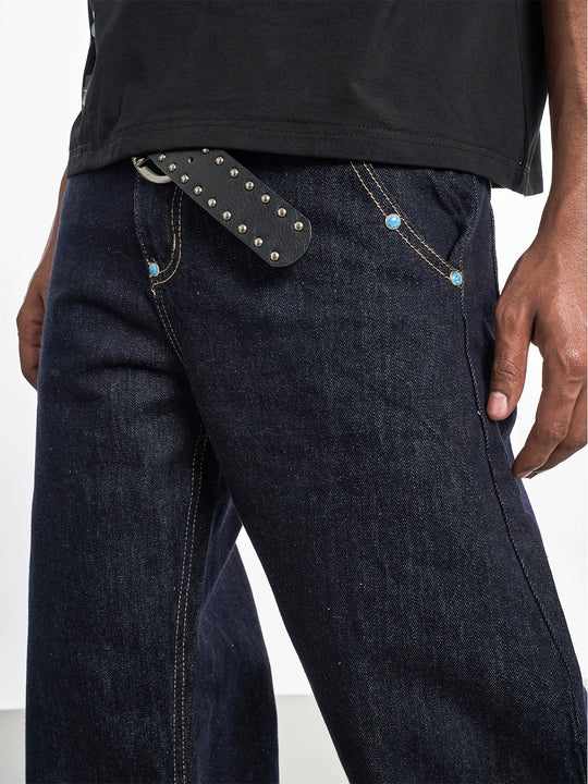 F3F Select Turquoise Studs Machete Jeans | Face 3 Face