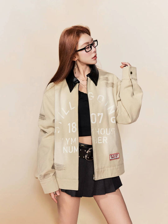 1807 Stitch Embroidered Leather Collar Detroit Jacket | Face 3 Face