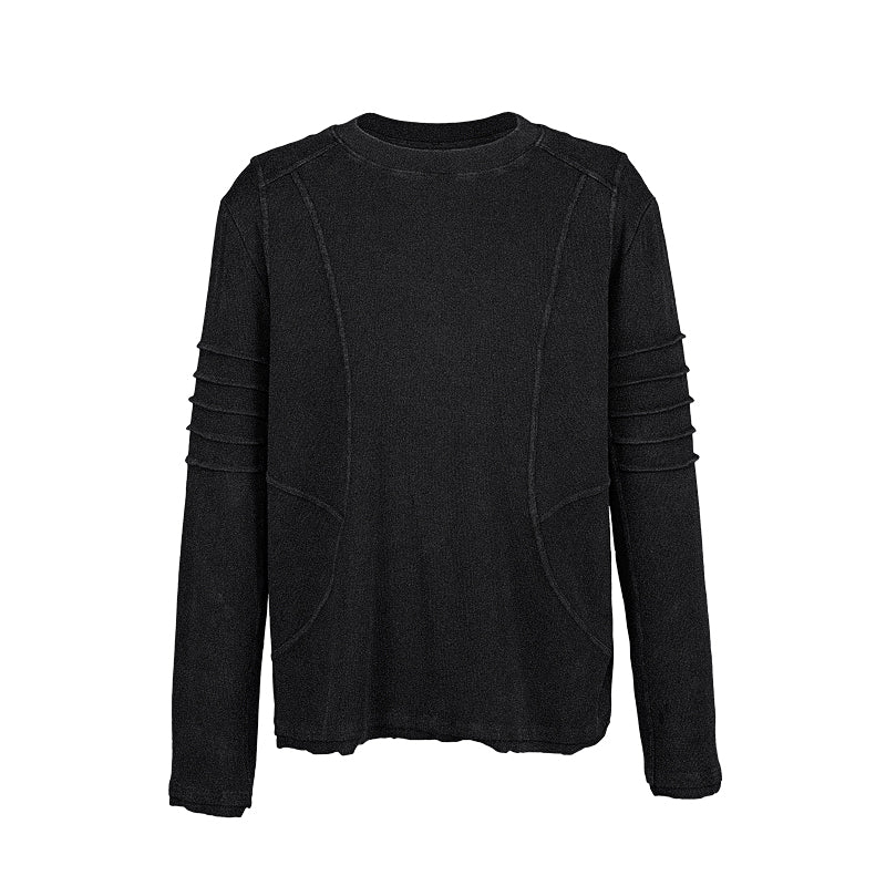 UNDERWATER Washed Pleated Deconstructed Patchwork Sweatshirt Black
