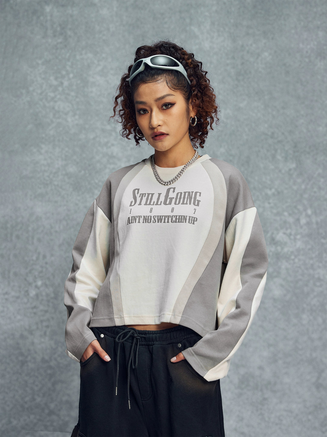 1807 Colorblock Sports Cropped Long Sleeve Tee | Face 3 Face