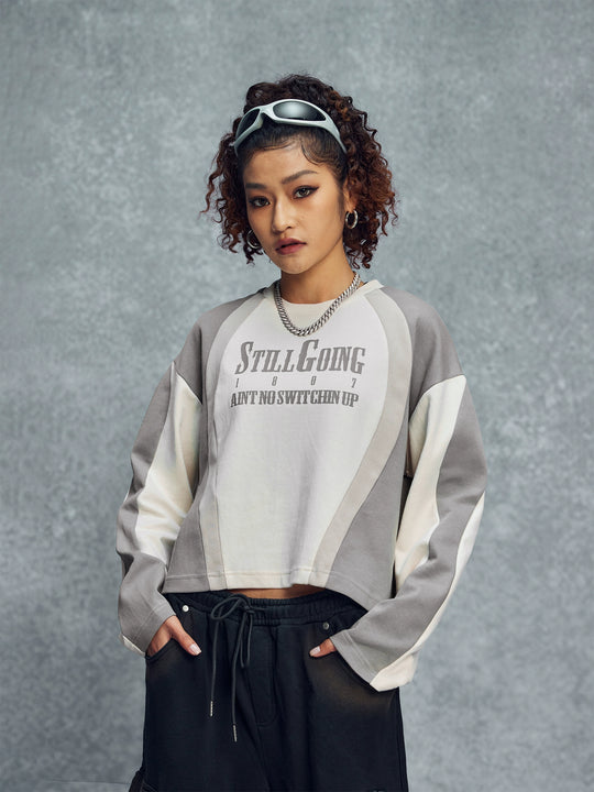 1807 Colorblock Sports Cropped Long Sleeve Tee | Face 3 Face