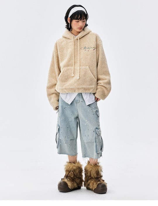 MEDM Gradient Embroidery Sherpa Fleece Hoodie | Face 3 Face