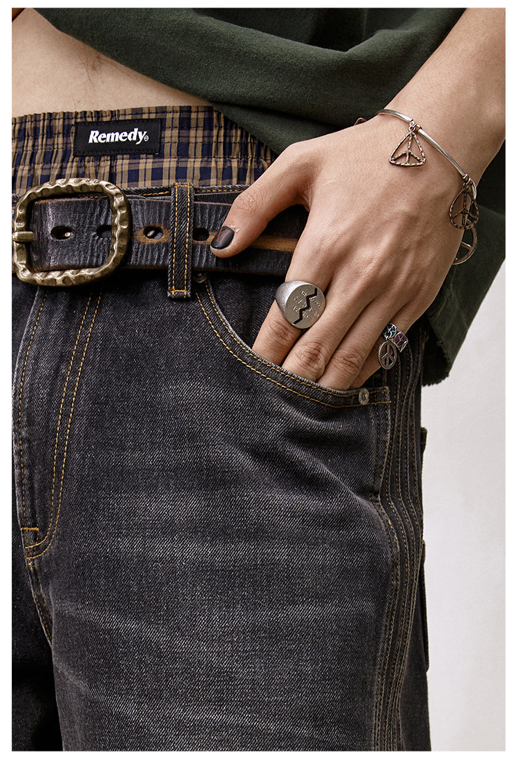 Remedy Double Layer Back Pocket Side Stitch Washed Jeans | Face 3 Face