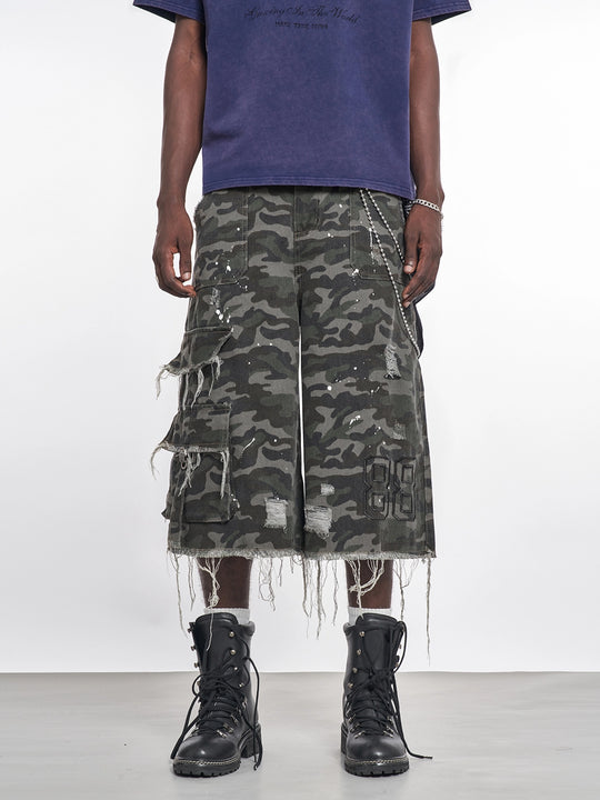 F3F Select Camouflage Splash Ink Utility Baggy Shorts | Face 3 Face