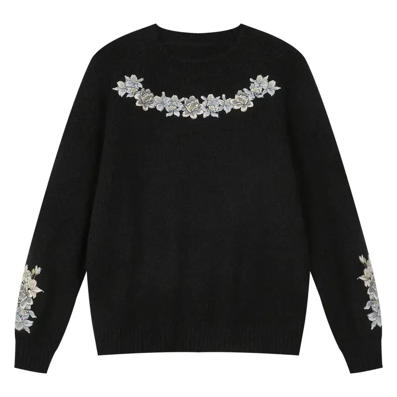 MEDM Floral Embroidered Mohair Knit Sweater | Face 3 Face