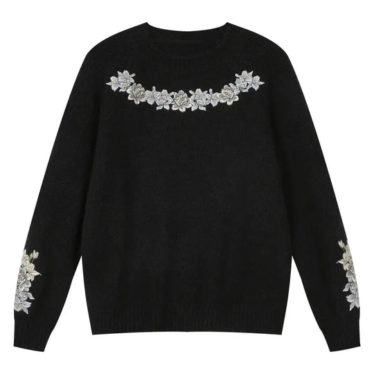MEDM Floral Embroidered Mohair Knit Sweater | Face 3 Face