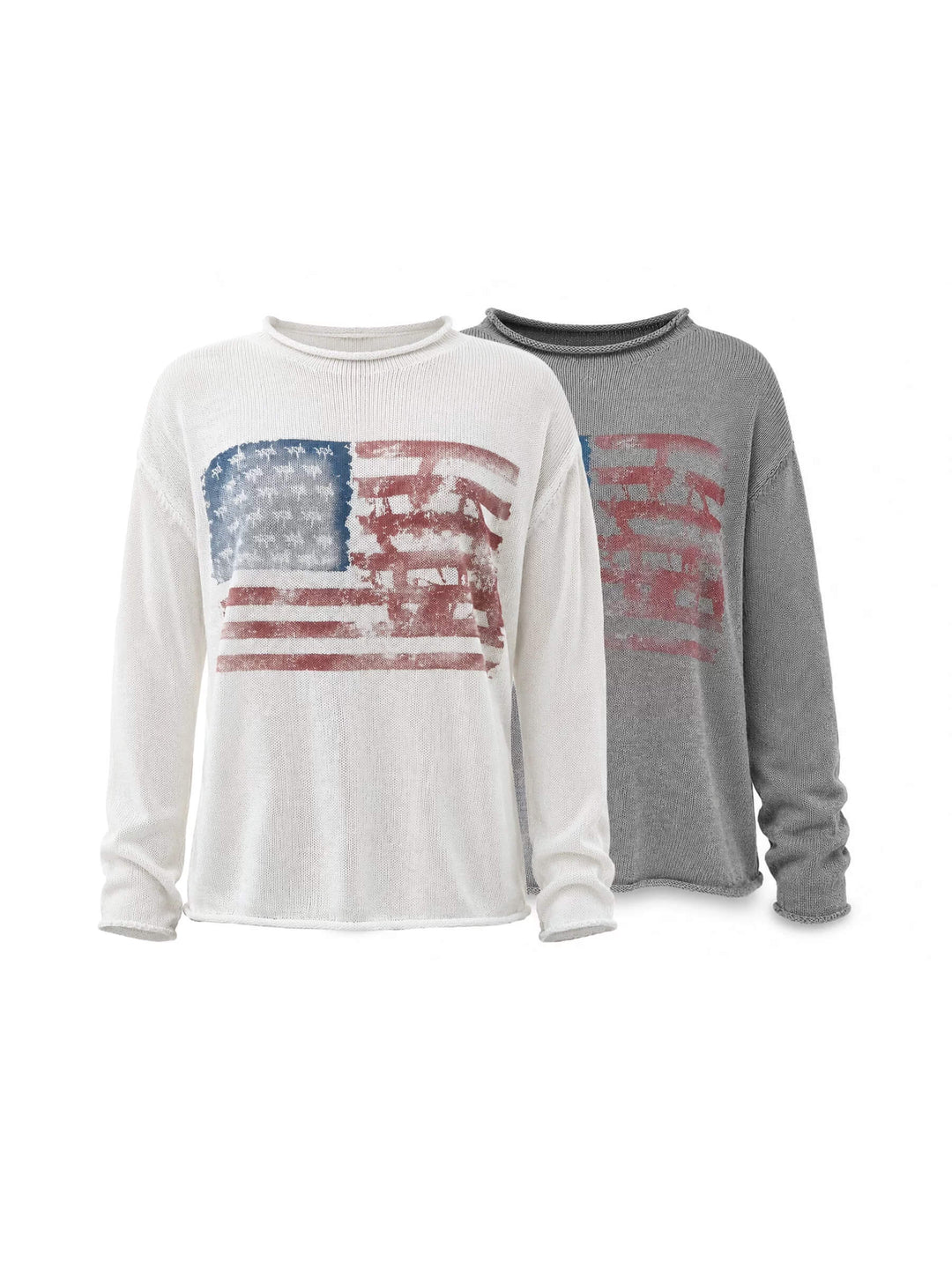 KARMANISTIC Flag Print Washed Long Sleeve Knit Sweater | Face 3 Face