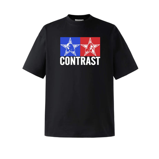 NOVACAM Double Star Girl Graphic Print Short Sleeve Tee | Face 3 Face