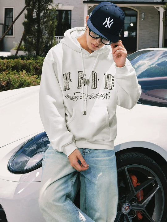 MEDM M Buckled Drawstring Pearl Logo Embroidered Hoodie | Face 3 Face