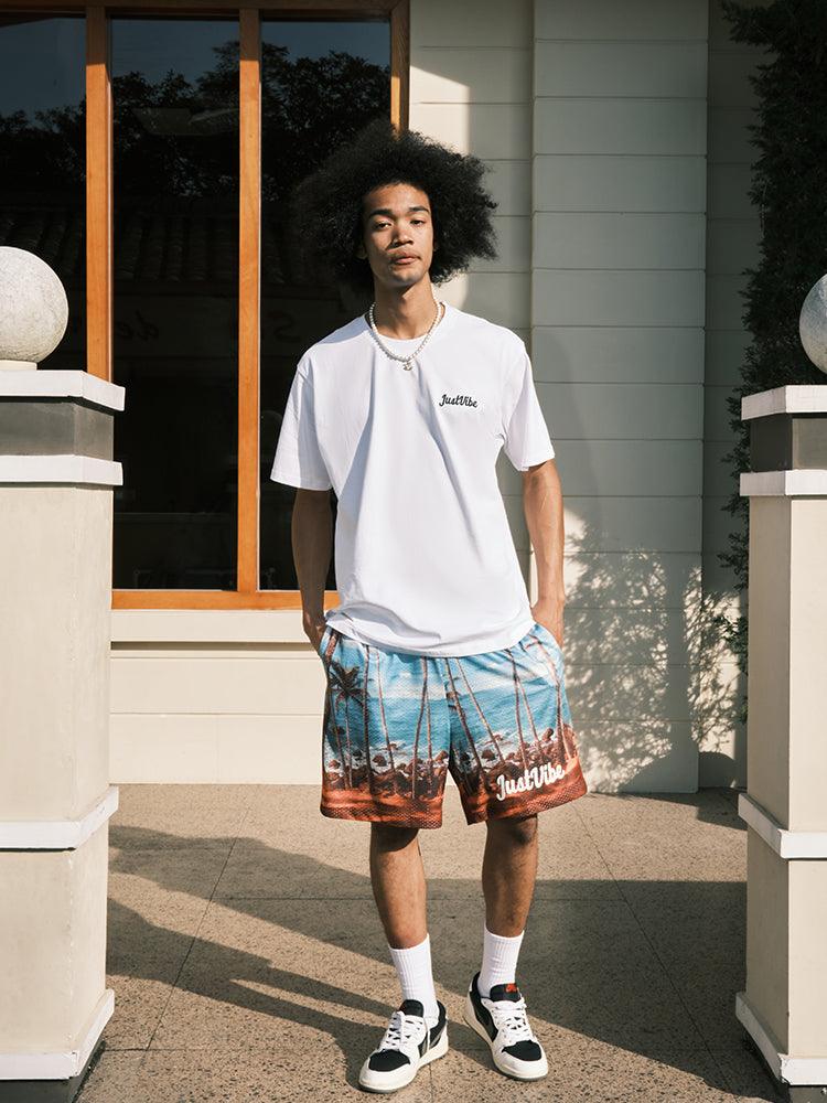 JUST VIBE Coconut Beach Mesh Basketball Shorts | Face 3 Face