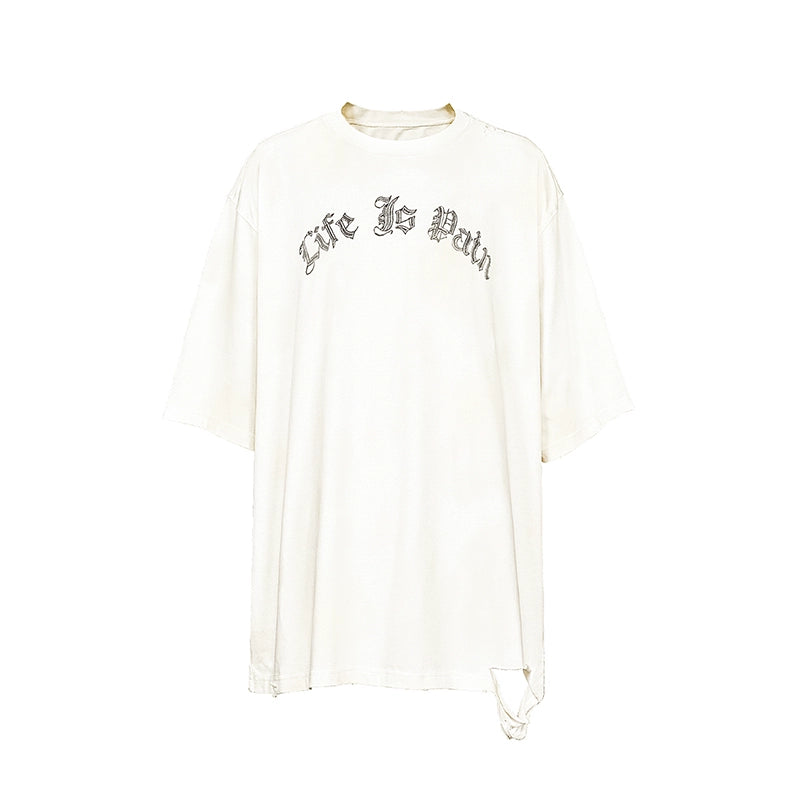 UNDERWATER Dirty-Dyed Distressed Life Is Pain Printed Tee | Face 3 Face