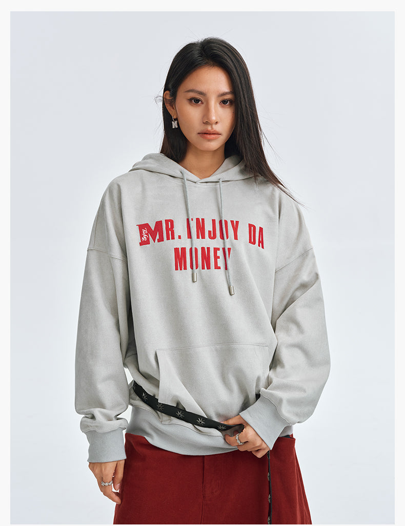 MEDM Basic Letter Logo Suede Hoodie | Face 3 Face