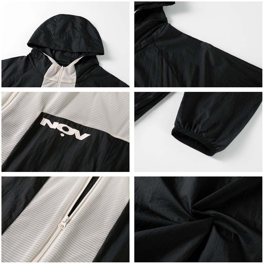 NOVACAM Wrinkled Nylon Mesh-Paneled Hooded Track Jacket | Face 3 Face