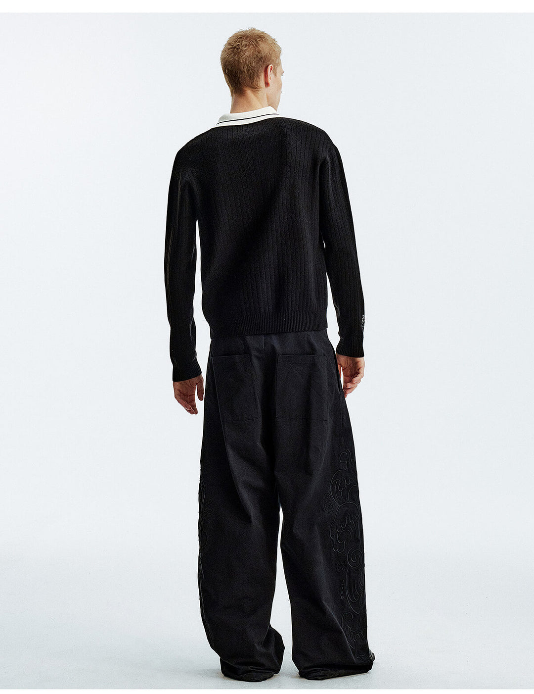 MEDM Color Blocked Long Sleeve Knit Polo Sweater | Face 3 Face