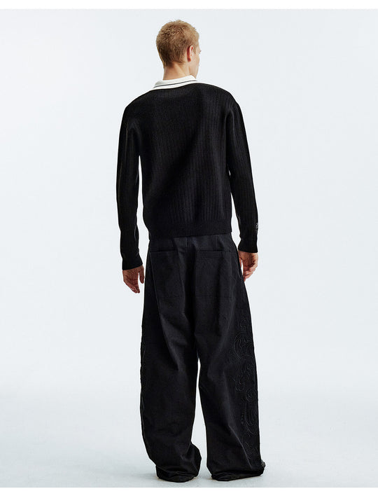 MEDM Color Blocked Long Sleeve Knit Polo Sweater | Face 3 Face