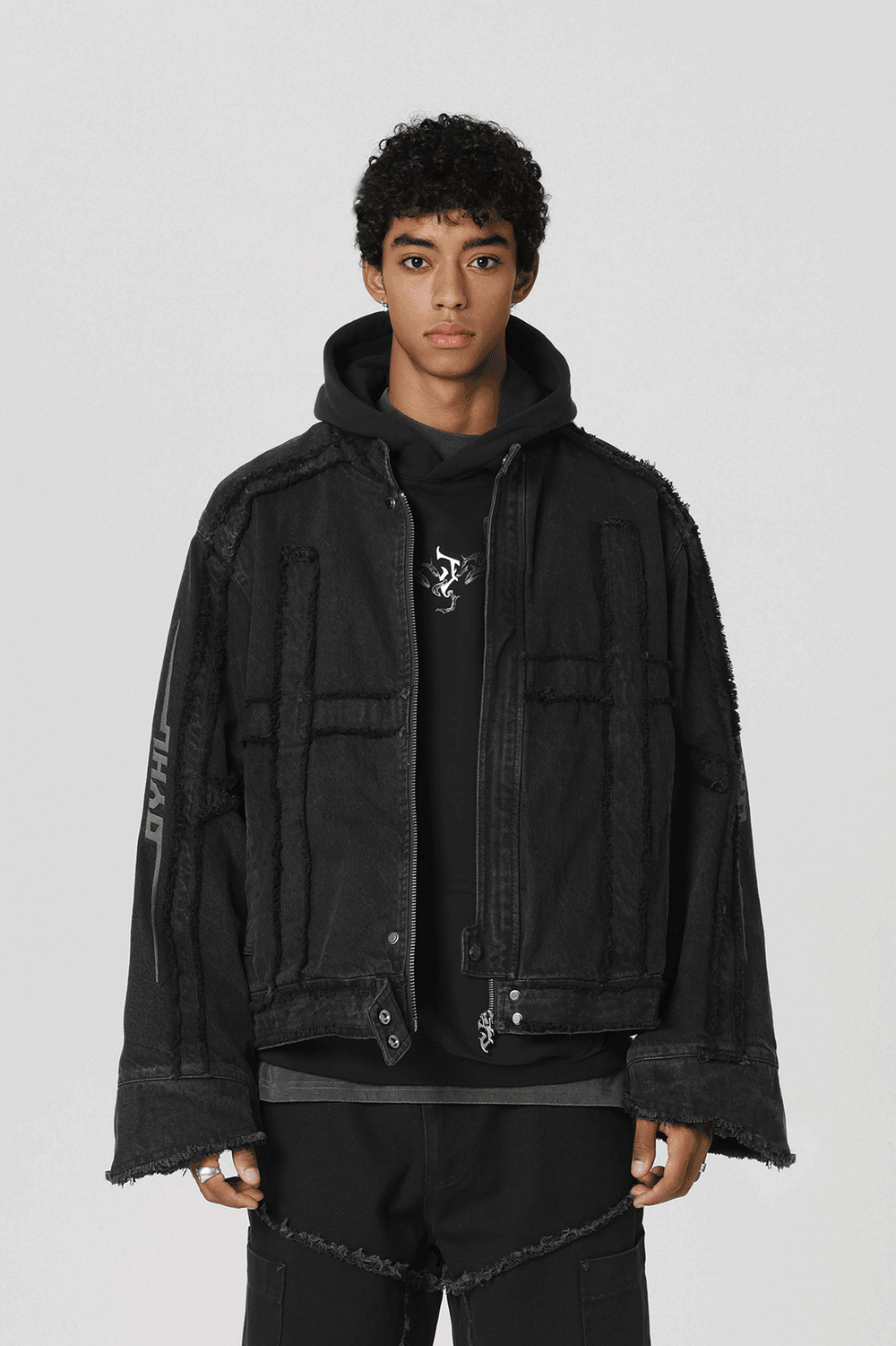 JHYQ Brushed Denim Embroidered Jacket