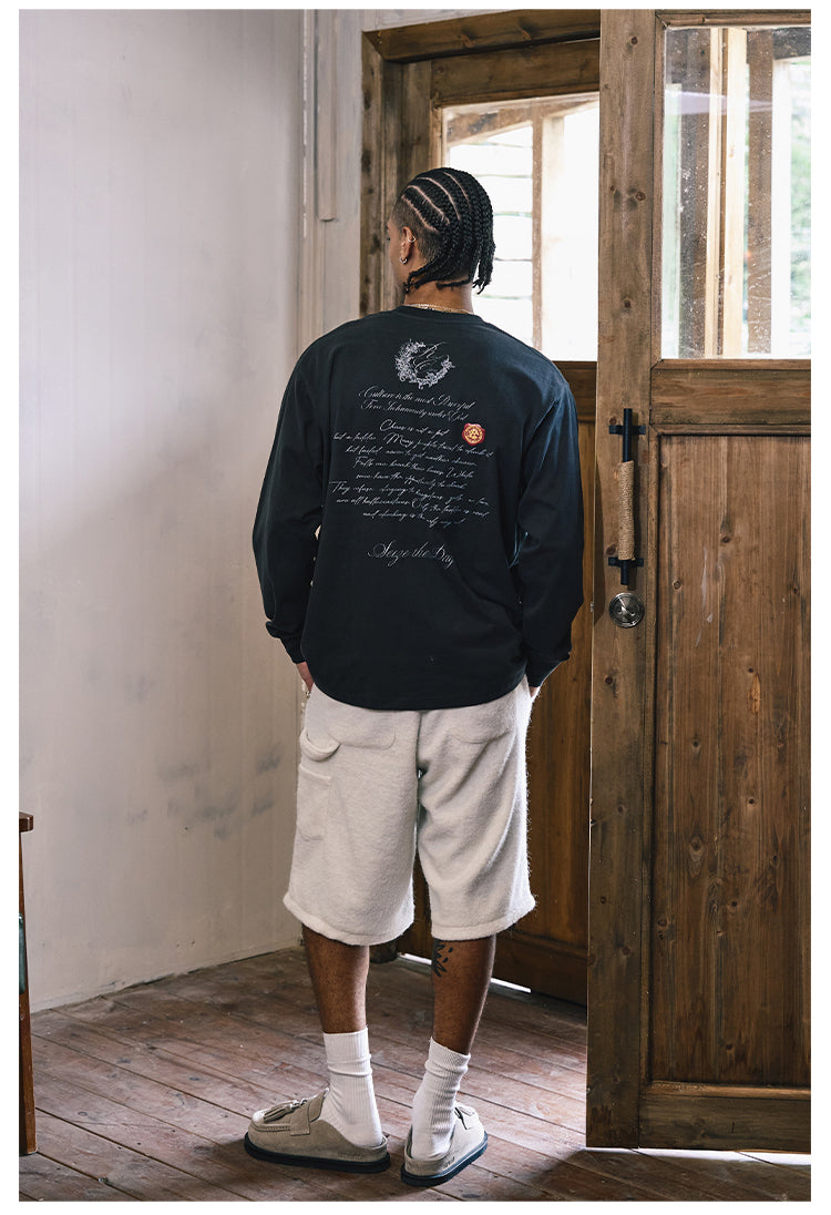 Remedy Wax Seal Handwritten Letter Print Long Sleeve Tee | Face 3 Face