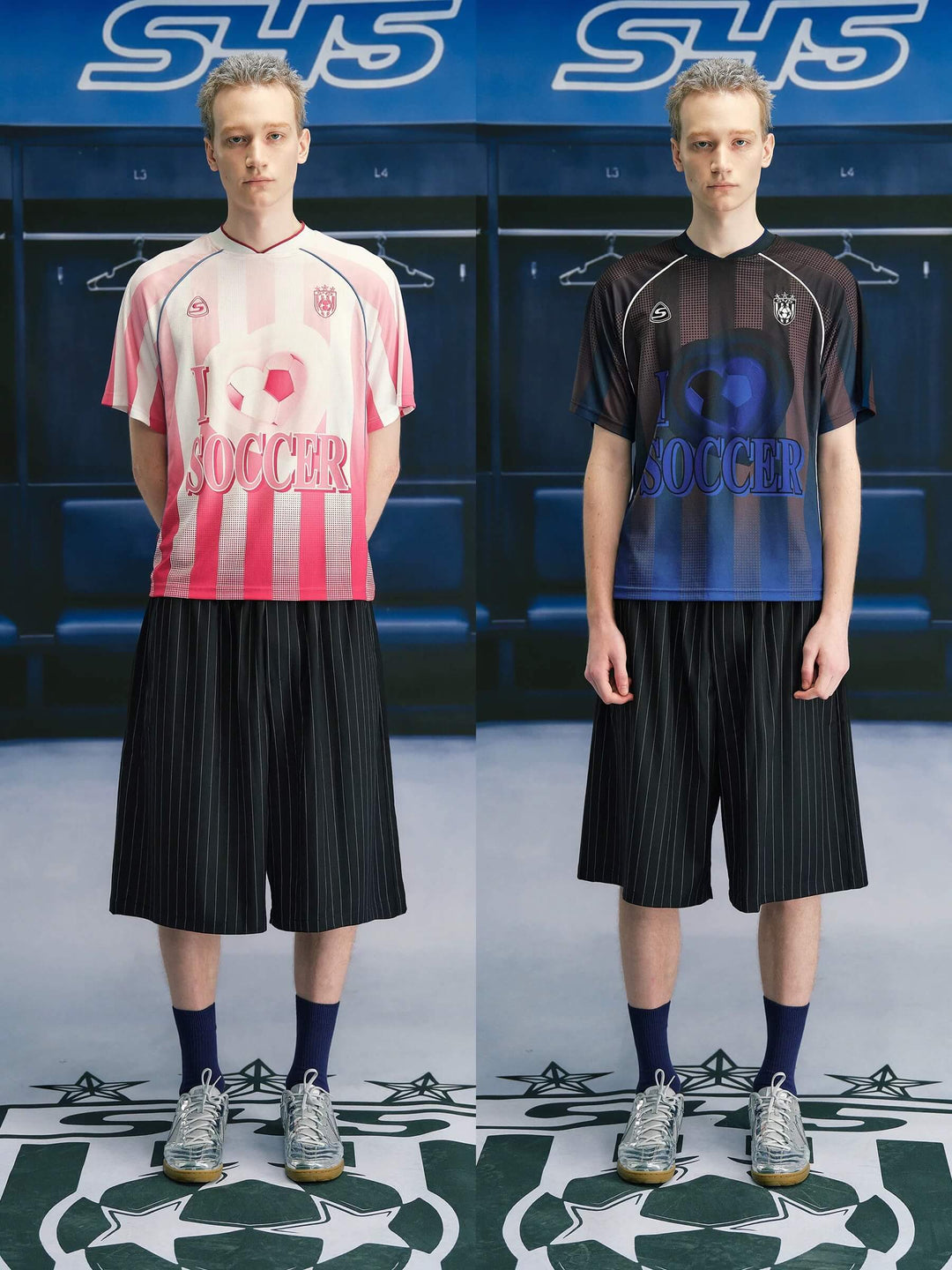 S45 Gradient Heart Striped Short Sleeve Soccer Jersey | Face 3 Face