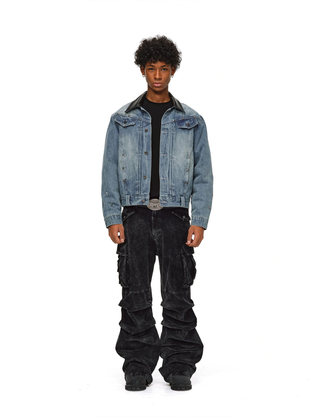 ANTIDOTE Rivet Studded Fleece Lined Denim Jacket | Face 3 Face
