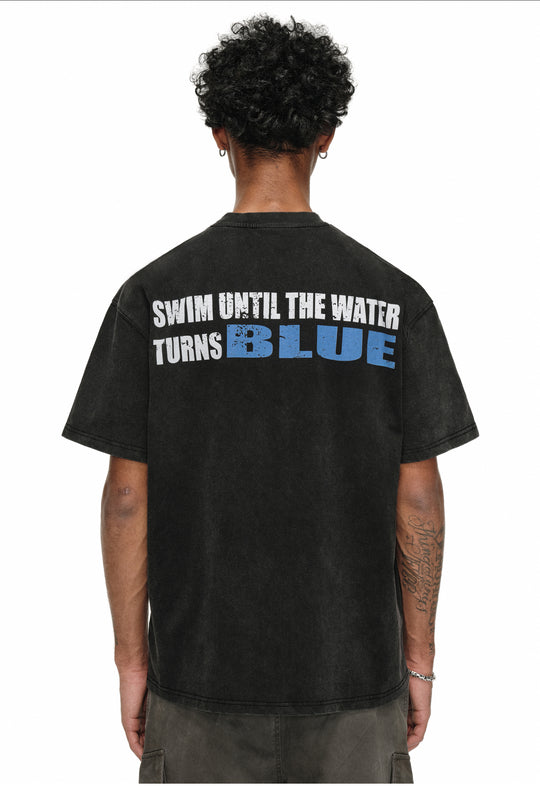 ANTIDOTE Blue Slogan Washed Tee | Face 3 Face