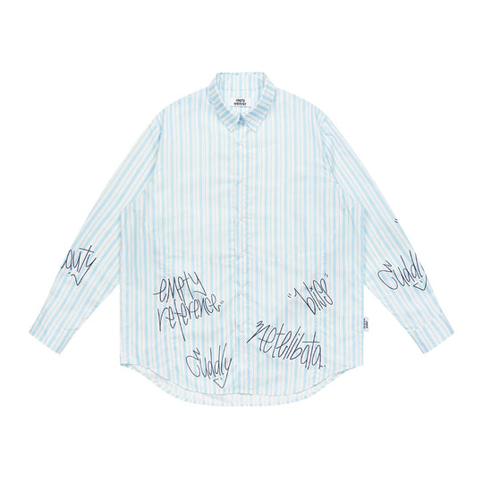 EMPTY REFERENCE Stripe Split Graffiti Printed Letter Long Sleeve Shirt