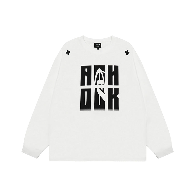 Achock Letter Logo Print Long Sleeve Tee | Face 3 Face