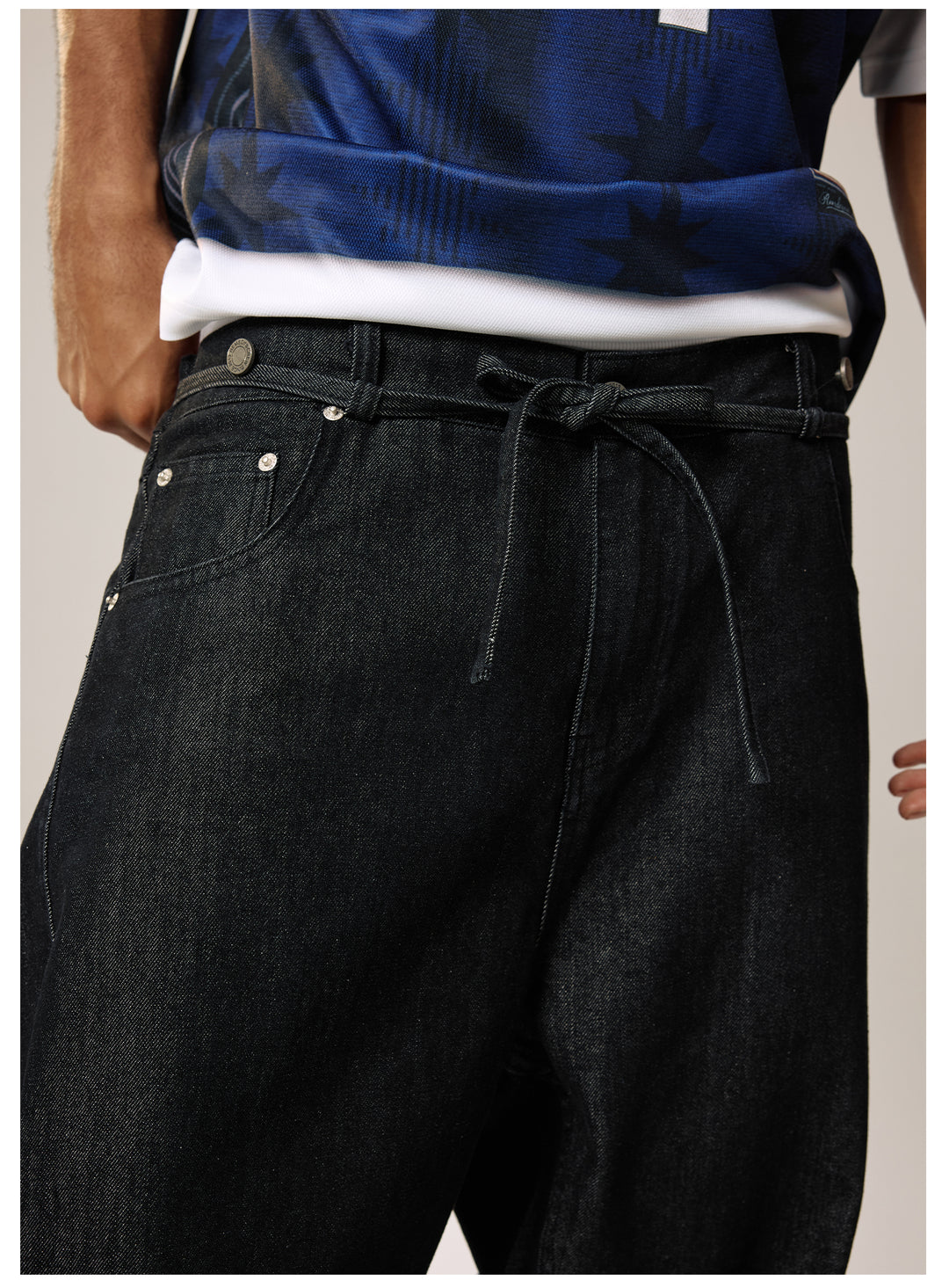 Remedy Waist Button Black Baggy Jeans | Face 3 Face