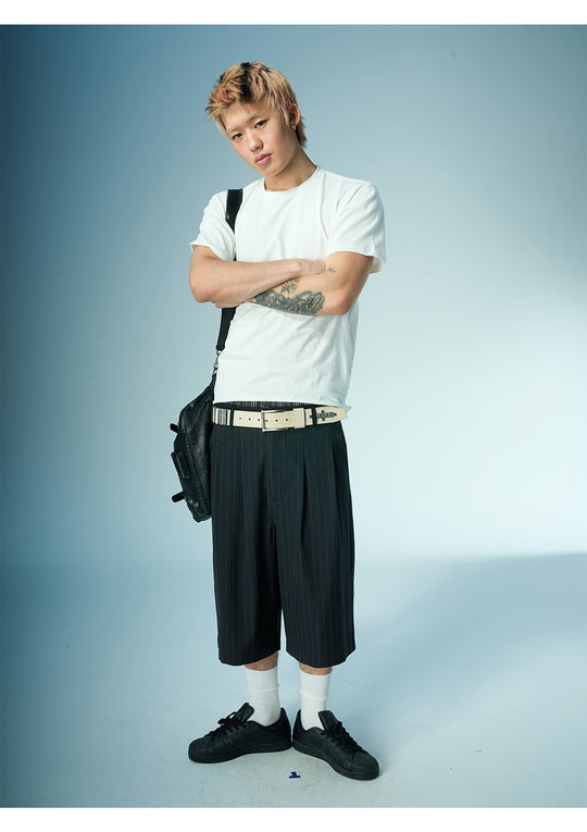 EVILKNIGHT(EK) Dark Pinstripe Suit Shorts | Face 3 Face