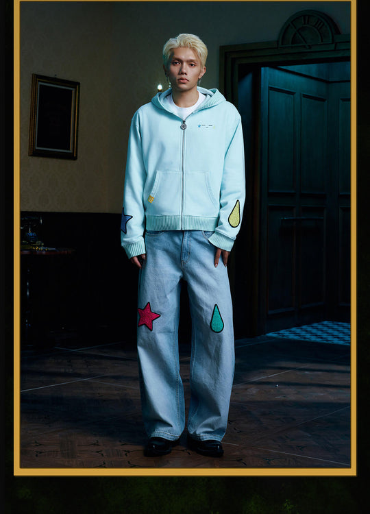 MEDM × HUNTER×HUNTER Character Icon Knit Rib Zip Up Hoodie | Face 3 Face