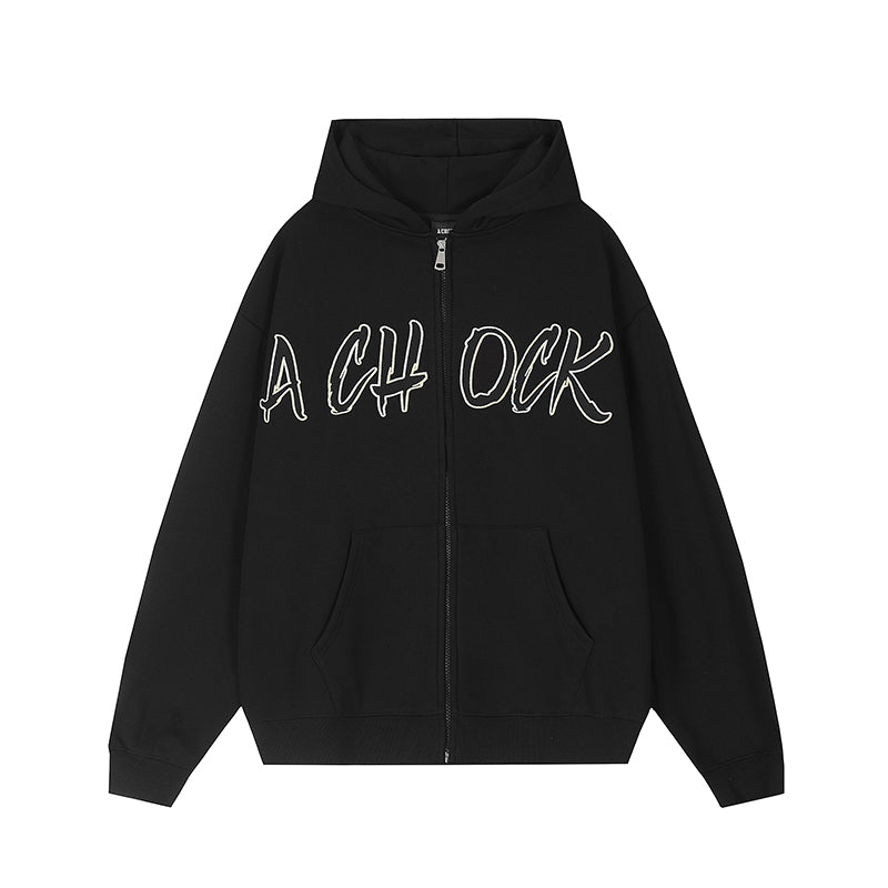 Achock Embroidery Logo Zipper Hoodie | Face 3 Face
