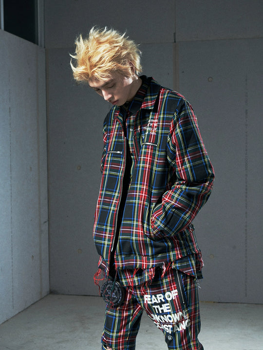 VENTUREK Tartan Check Embroidered Fringe Jacket | Face 3 Face