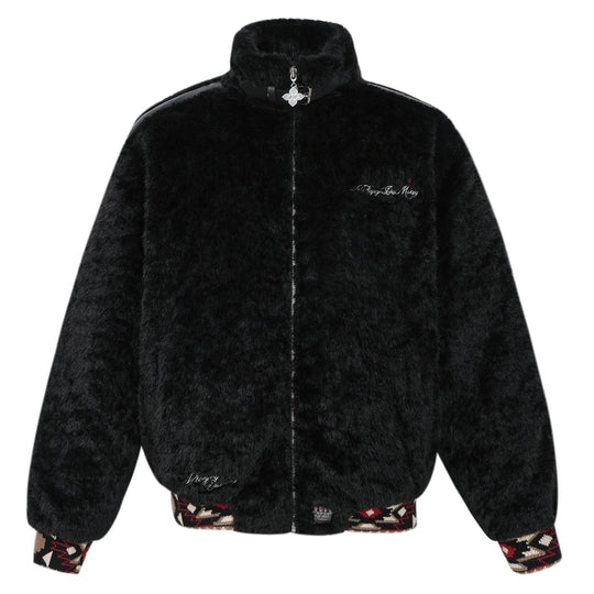 MEDM Ethnic Trim Belted Sherpa Jacket | Face 3 Face