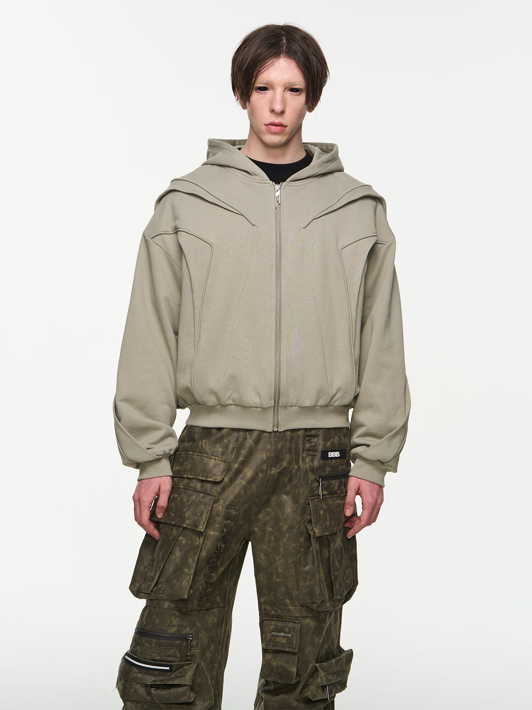 BLIND NO PLAN Multi Layered Hooded Sweatshirt Jacket | Face 3 Face