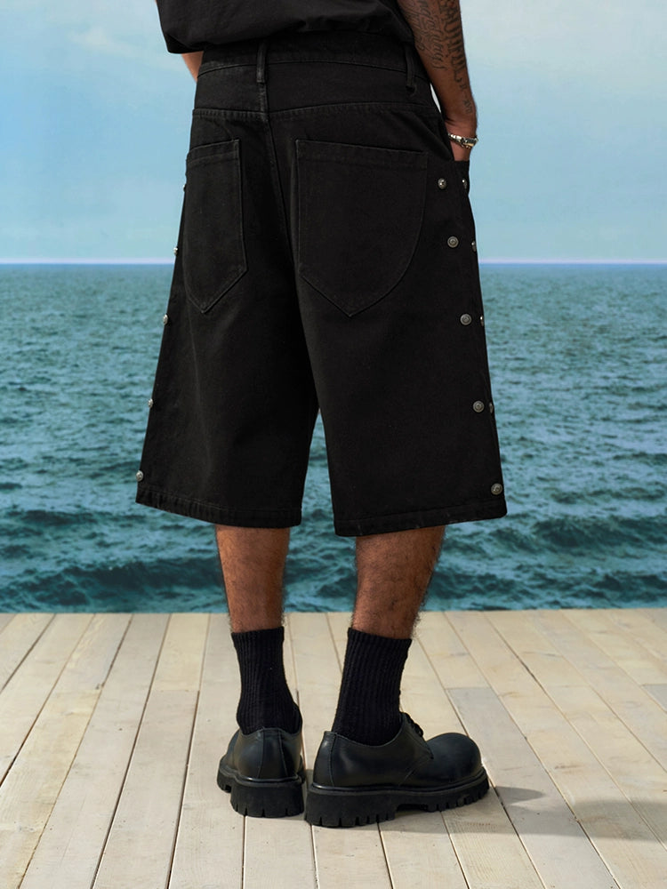 YADcrew Side Stud Denim Shorts | Face 3 Face