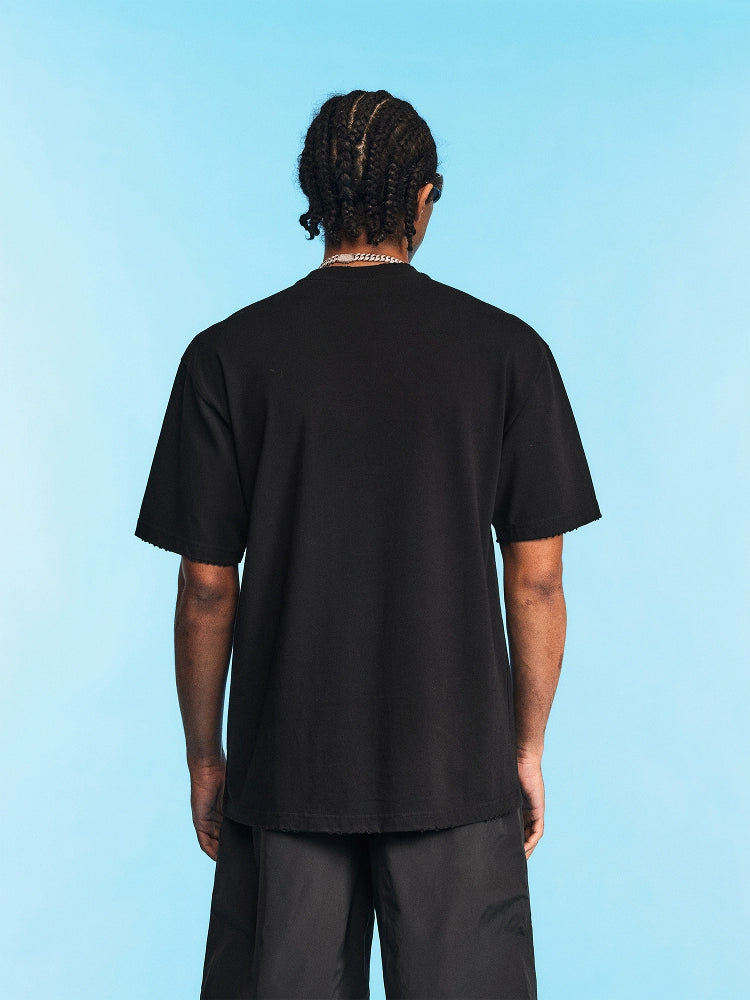 1807 Gothic Rhinestone Logo Distressed Tee | Face 3 Face