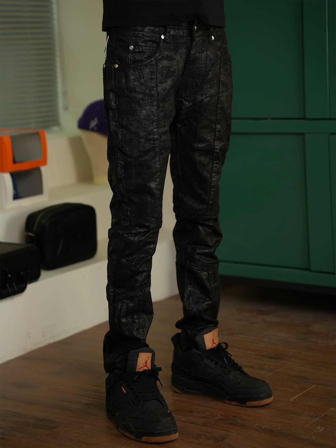 TGFCLUB Coated Wax Slim Fit Jeans | Face 3 Face