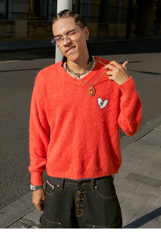 STEEPC Wool Blend Heart Patch Knit Sweater | Face 3 Face