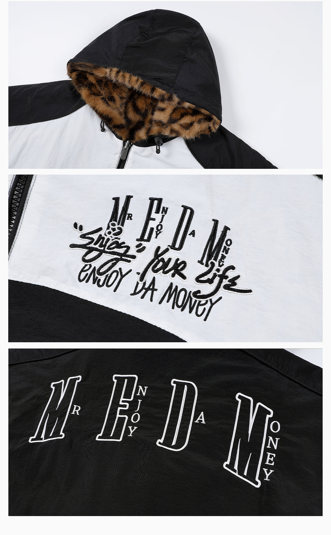 MEDM Reversible Leopard Fur Hooded Track Jacket | Face 3 Face