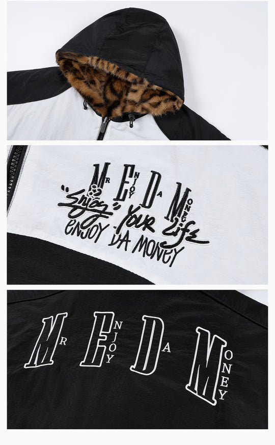 MEDM Reversible Leopard Fur Hooded Track Jacket | Face 3 Face
