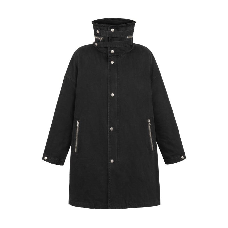 UNDERWATER Washed & Aged Zipper Hooded M51 Fishtail Trench Coat Jacket