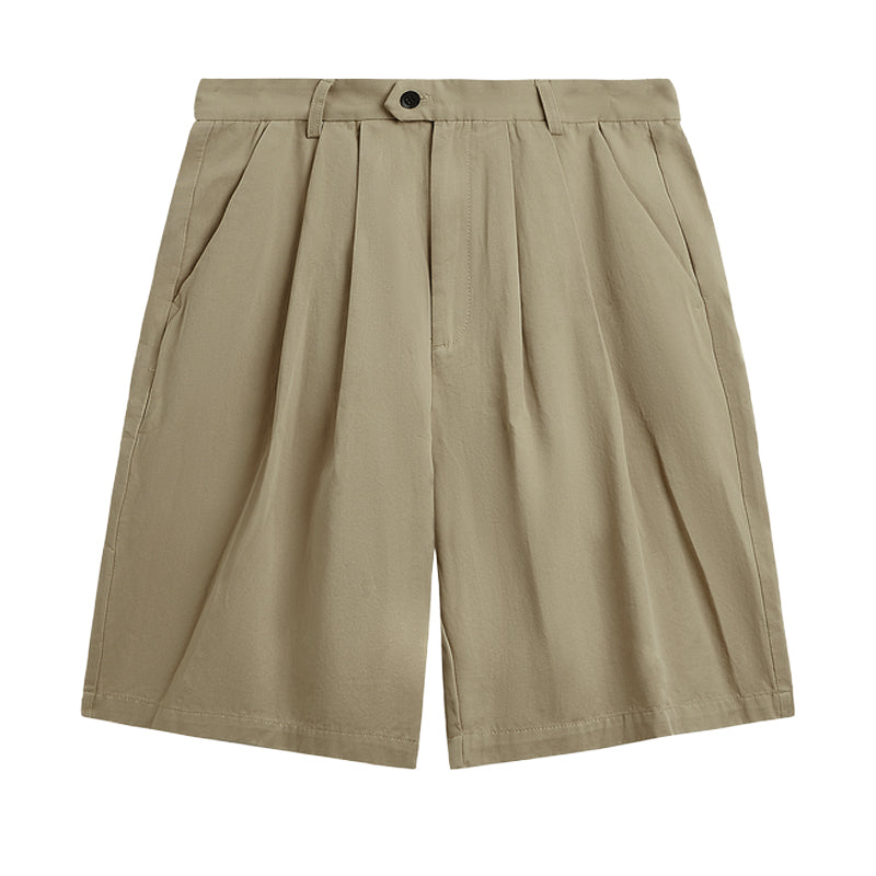F3F Select Basic Solid Color Two Tuck Wide Shorts