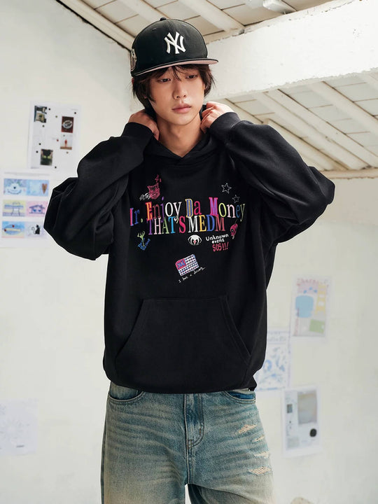 MEDM 3D Colorful Graffiti Logo Embroidered Hoodie | Face 3 Face