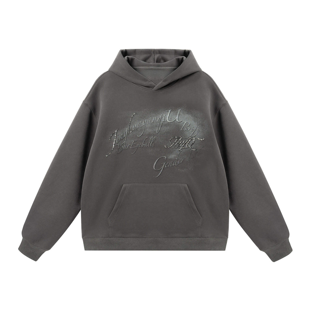 JHYQ Vintage Gradient Lettering Print Hoodie | Face 3 Face