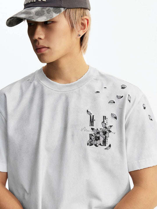 MEDM Washed Distressed Lily Logo Short Sleeve Tee | Face 3 Face